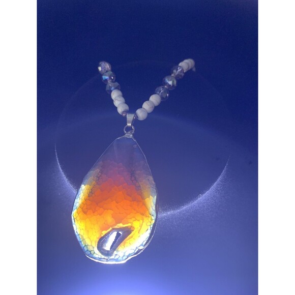 Veronese Signed Geode Beaded Pendant Necklace Beautiful - Picture 5 of 16